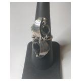 Silver Navajo black onyx ring marked Sterling