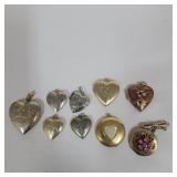 9 heart lockets none gold all unmarked