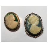 Blue and white Cameo brooches
