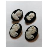 Black and white Cameo brooches