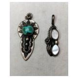Silver Navajo turquoise  and mop  pendant