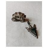 Silver Navajo turquoise ,wagon pendant     .230