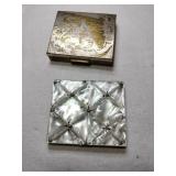 2 vintage compacts one mother of pearl