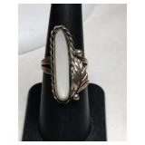 Silver Navajo mother of pearl  ring size 6