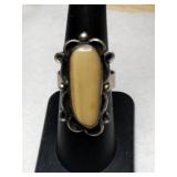 Silver butterscotch Baltic Stone ring marked