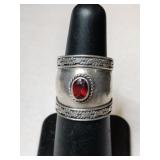Silver cigar band redstone ring. Size 6.   .155oz