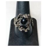Silver Nugget black onyx ring.   size 8.5.