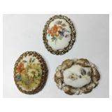 West Germany sugar glass flowers brooches