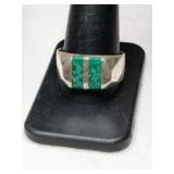 Silver  turquoise ring.  Marked Mexico. Size 12.