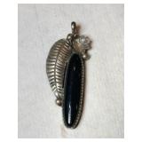 Silver Navajo black onyx  pendant Mark 925.