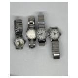 4 Timex analog watches with metal expansion bands