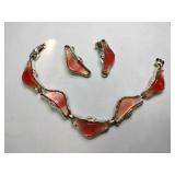 Red Guilloche animal bracelet with matching clip