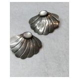 Silver shell shaped mother of pearl post earrings