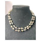 Double strand black / Smokey gray beaded necklace