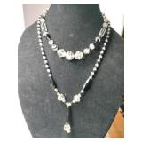 Art Deco black /cleared faceted glass beaded