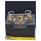 Mexican Silver and Tigers Eye Cuff Bracelet  15