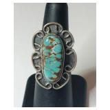 Silver Navajo turquoise ring size 5.5.   290oz