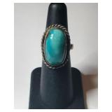 Silver native American blue turquoise rings size