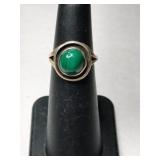 Silver Navajo  green turquoise Ring size 4