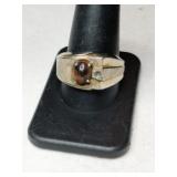 Silver tiger eye  ring. Marked 18k HGF  Size