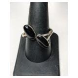 Silver black onyx Ring size 9   .105oz