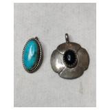 Silver Navajo turquoise and black onyx