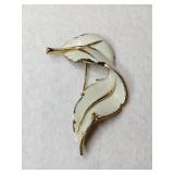 White leaf brooch marked BSK