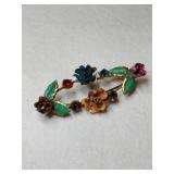 Australian enamel flower gold tone brooch