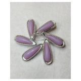 Emmons pink  teardrop shaped stones  silvertone