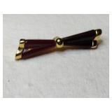 Crown Trifari cherry Amber bow pin  signed