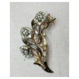 Crown Trifari.  Clear rhinestone gold tone brooch