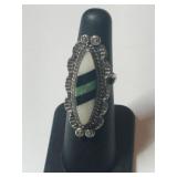 Silver native American black onyx mother of pearl