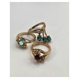 3 Gold Plated rings assorted sizes