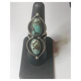 Silver Navajo turquoise Ring size 6.5.    .245oz