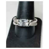 Silve clearstone ring. Marked 925  Size 10