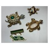 Gold and silver tone Turtle brooches