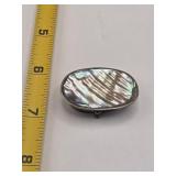 Silver and Abalone Trinket Box marked Alpaca  11