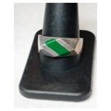 Silver native American green stone ring size 11.