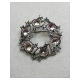 Monet silvertone clear rhinestone round brooch