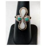 Silver Navajo mother of pearl turquoise Stone