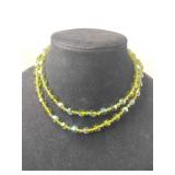 Green beaded two strand necklace