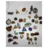 Large group of pins flags, council, space shuttle