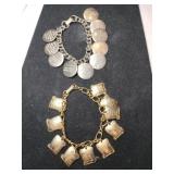 Gold and silver ten commandments charm bracelet