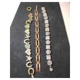 Copper and silver tone bracelets