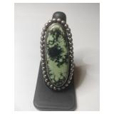 Silver Variscite Cabochon stone ring size 8.