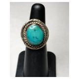 Silver Navajo turquoise Ring size 5  .195oz
