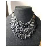 Black handmade glass bead statement necklace