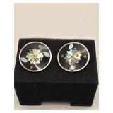 Silver and Abalone Earrings marked Alpaca Mexico