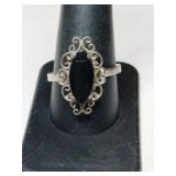 Silver black onyx ring marked 925 size 9.5.