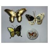 Gold tone metal butterfly brooches